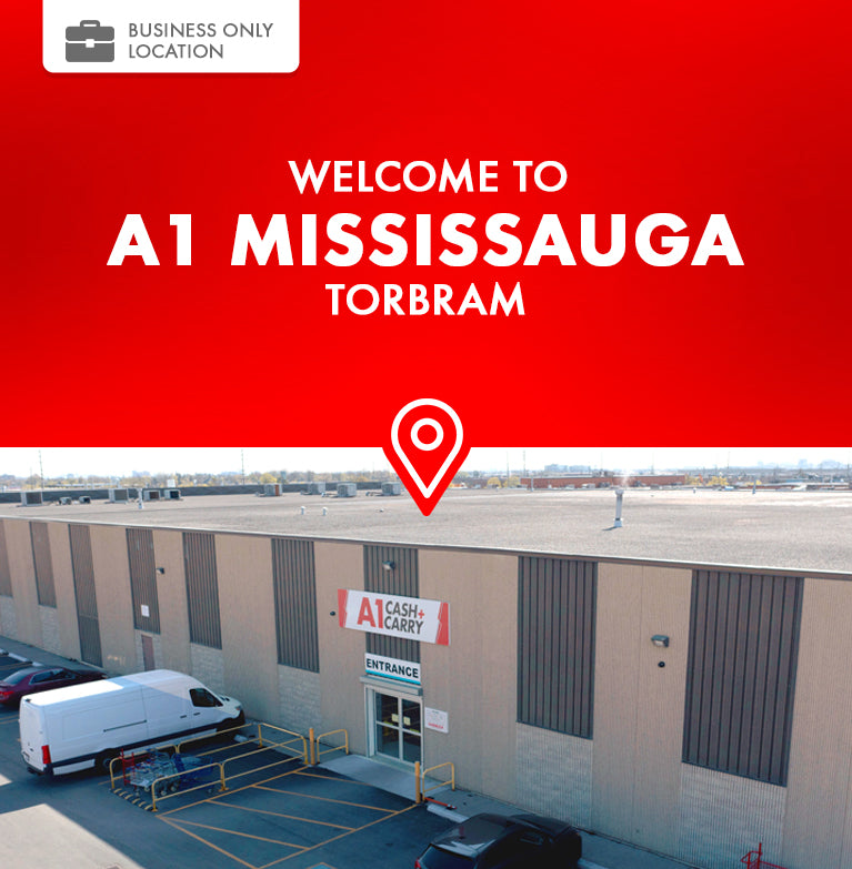 Welcome to A1 Mississauga Torbram. This is a business only location. Exterior of the A1 Cash and Carry Mississauga Torbram store.