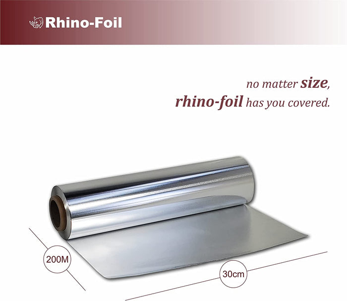 Rhino Aluminum Heavy Duty Aluminum Foil | Rhino 12 x 500 Foot Long Roll, 25  Microns Thick | Commercial Grade & Extra Thick, Strong Enough for Food