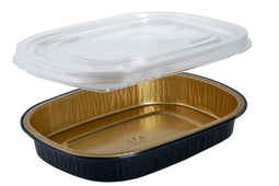SO - HFA - 4201-55-100WDL - Gold Gourmet To Go Entree pans w/ Lids - Small