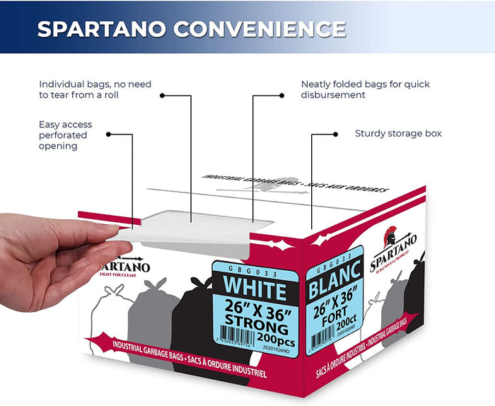 Spartano - Garbage Bags - Strong - White - 26