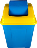 50L Square Waste Bin w/Push Lid - Blue