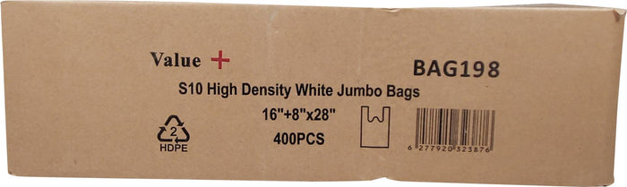 CLR - Value+ - S10 Jumbo HD Shopping Bags - White