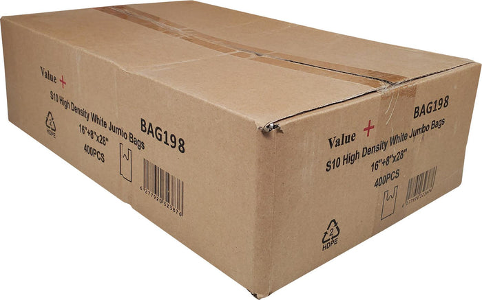 Value + - S10 Jumbo High Denstity White Shopping Bags