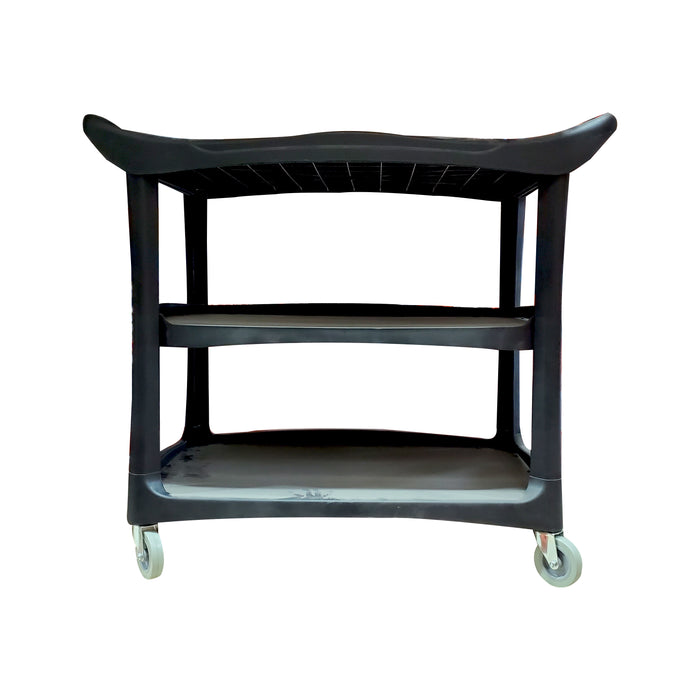 Black/Grey Large 3 Shelf Service Trolley 90x50x96Cm Y1500