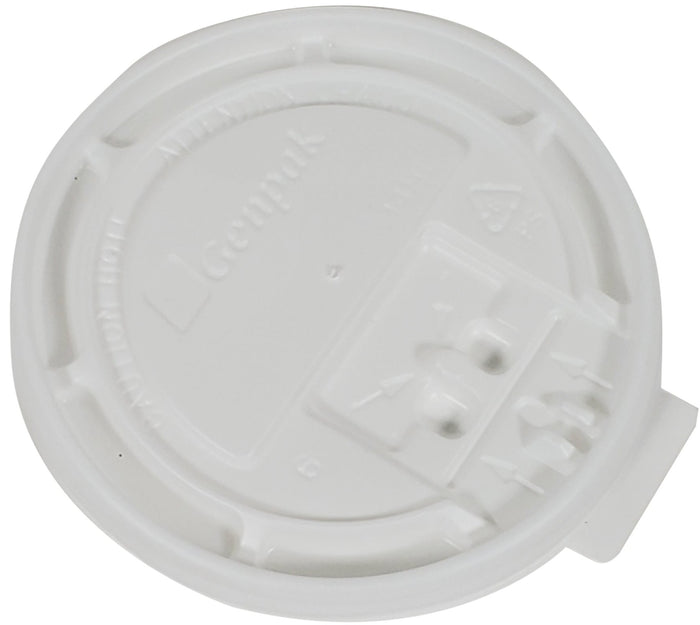 CLR-Genpak - Lids for 10-20oz Coffee Cups - White - Flat - 14HL-W