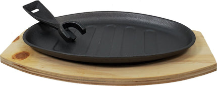Cast Iron Platter 28x17 cm - w/Pick & Wood