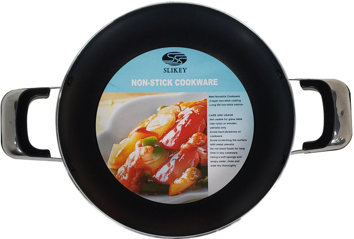 Non Stick Wok w/G. Lid 24cm - 3mm S/Handle