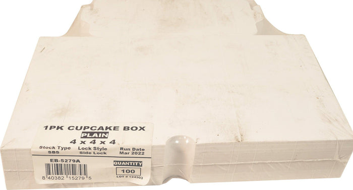 EB - Cup Cake Box with Window - White - 4x4x4