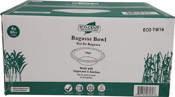 Eco-Craze - 16Oz Bowl 480Ml- Biodegradeable