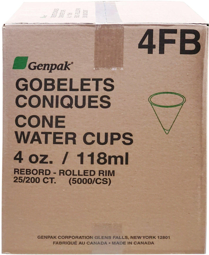 Genpak - 4oz Water Cups - Cone - W4FB
