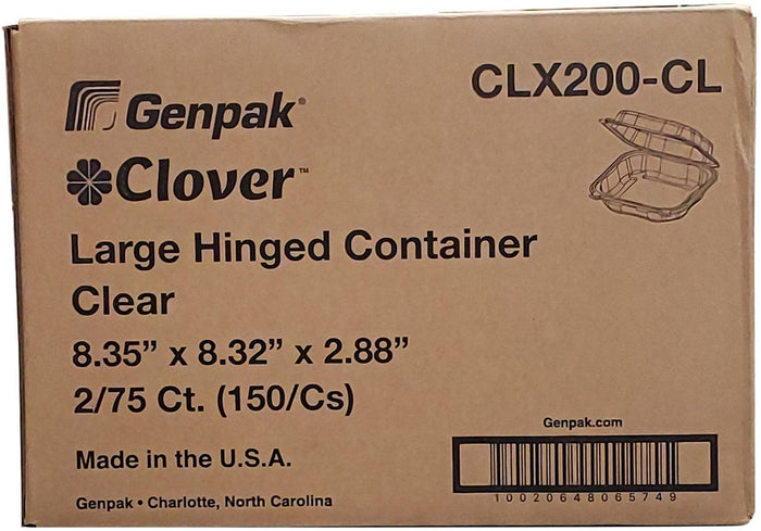 CLR - Genpak Clover - Hinged Container Large - Clear 8.35