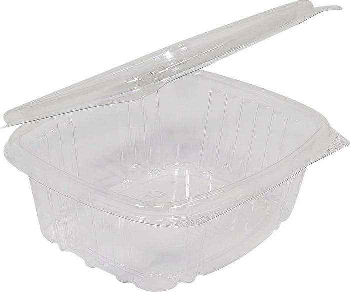 D&W Fine Pack VH64PC1 VersaPak 64 oz. Recyclable Hinged Take Out Deli  Container with Flat Lid - 110/Case