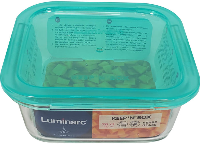 Arcoroc P5521 25 1/2 oz Square Keep N Box Food Storage Container w
