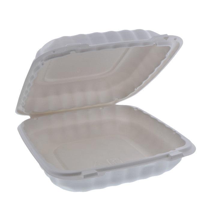 Earth Choice - Hinged Lid - 9X9 1 Comp Container - White