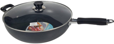 XC - Non Stick Wok w/G. Lid 34cm - 3mm S/Handle