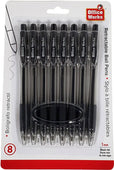 O.WKs. - 8-Pk Ball Pens Retractable