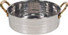 Round Flat Pan SS Hammer 900Ml With 2 Gold Handles No.3, 17.5cm