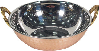 PK-85107C - Karahi - Hammered Copper - Brass Handle - 17.75cm