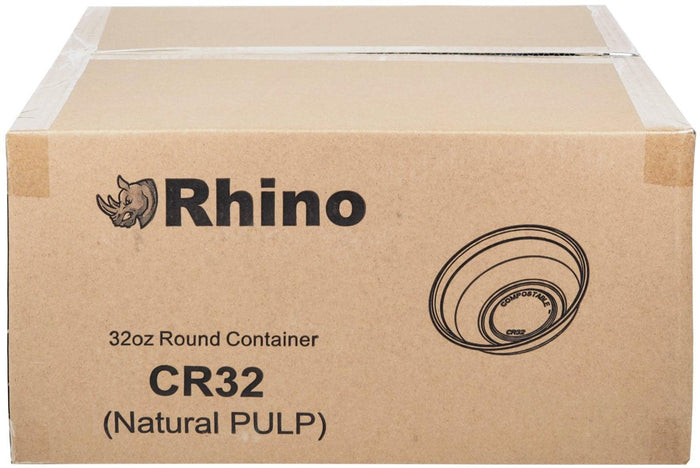 Eco-Craze/Rhino - 32oz Round Natural Pulp Bowl - CR32