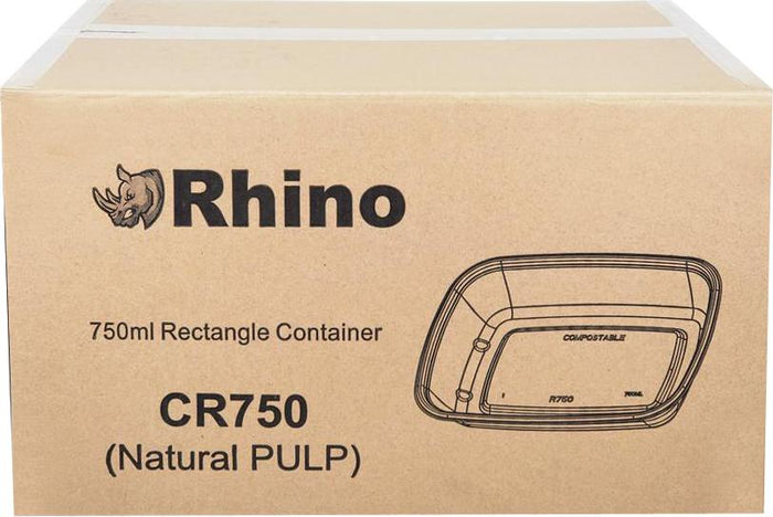 Eco-Craze/Rhino - 750ml Rectangle Natural Pulp Box - CR750