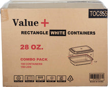 Value+ - 28oz Rectangle White Plastic Container