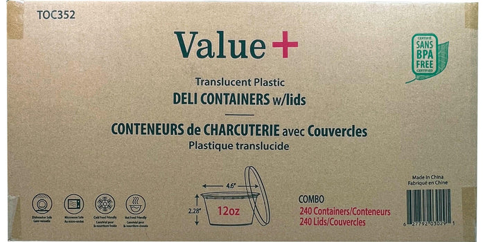 Value+ - 12oz Round Deli Container w/Lids