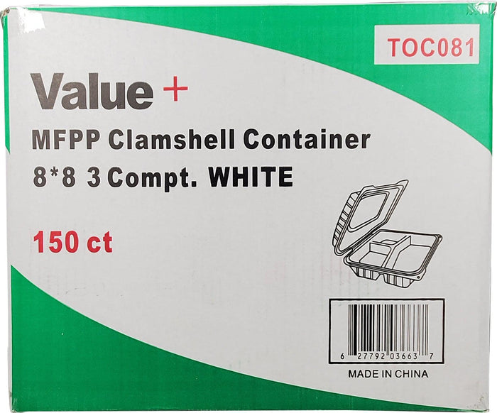 Eco-Craze MFPP Clamshell Container 8x8x2.6