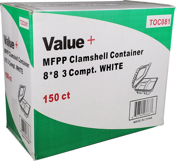 Eco-Craze MFPP Clamshell Container 8x8x2.6