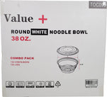 Value+ - 38oz Round Plastic Noodle Bowl - White - YN-38
