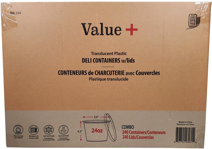 Value+ - 24oz Round Deli Container w/Lids