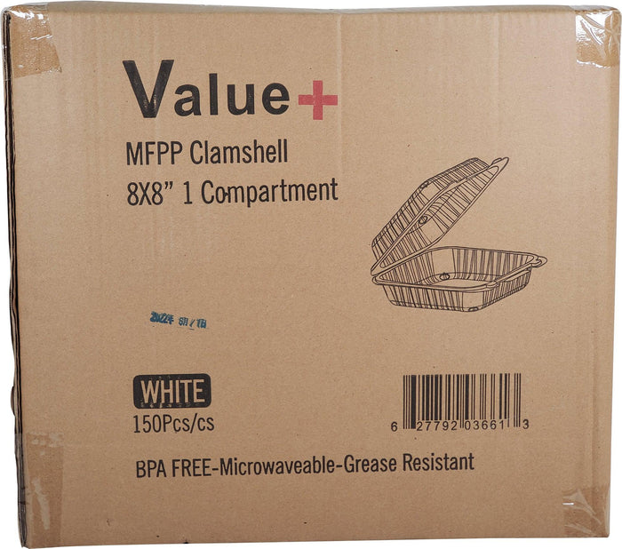 Value+ - MFPP Clamshell Container - 8x8x2.8