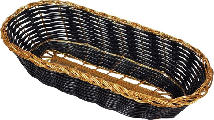 Woven Basket - Oblong - Black/Gold - MAG4189