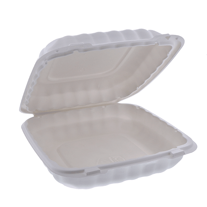 Earth Choice - Hinged Lid - 9X9 1 Comp Container - White